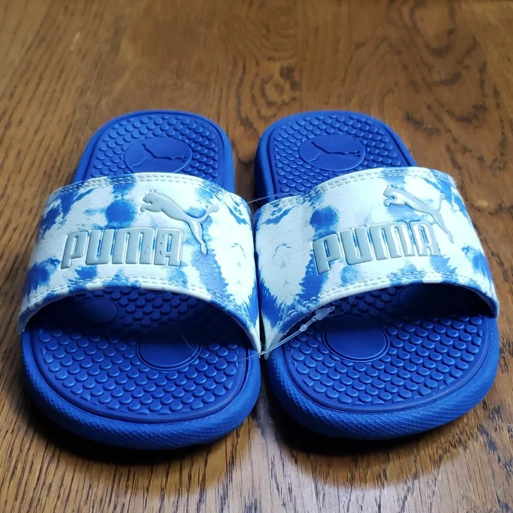 NEW Cool Cat Shibori Jr. Slide Sandal Blue Tie Dye Print Puma Kids Size 12